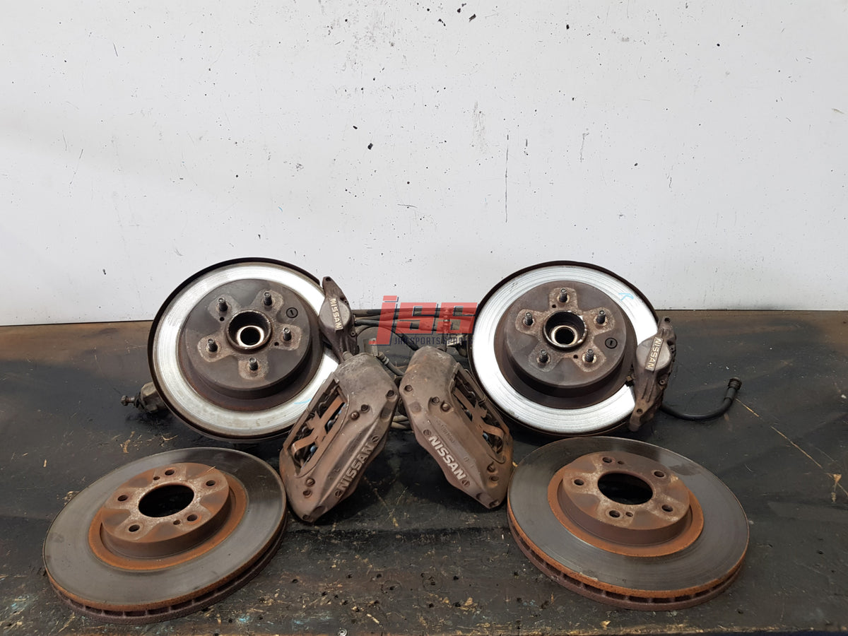 SKYLINE R33 FRONT & REAR BRAKES CALIPERS 5 STUD REAR HANDBRAKE SET UP ...